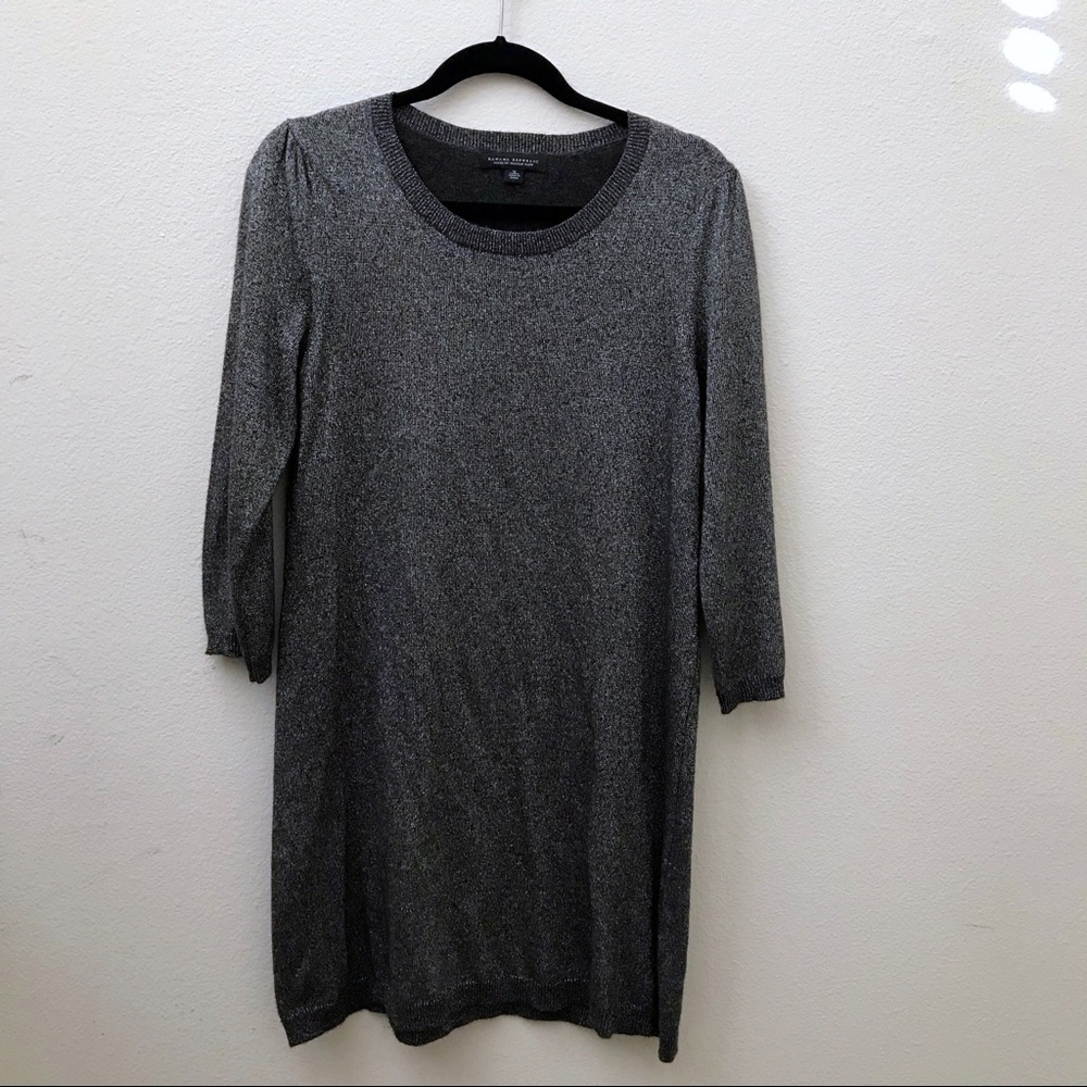 Banana Republic silver metallic gray sweater dress
